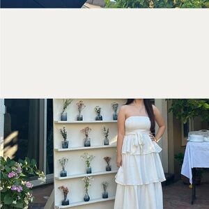 Elegant Strapless White Maxi Dress
